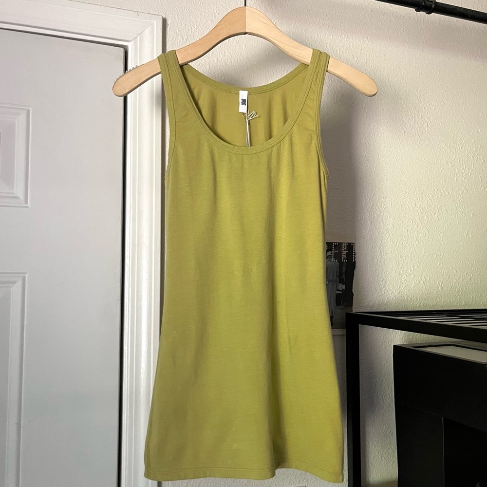 NWT DOMI sage citrus olive‎ army green scoop neck organic cotton knit tank top